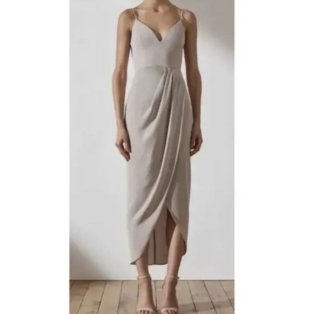 Shona Joy NWT Core Cocktail Midi Dress in Gray US Size 8